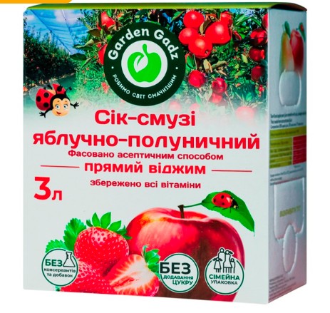 Сік-смузі Garden Gadz 3л яблучно-полуничний з м’якоттю